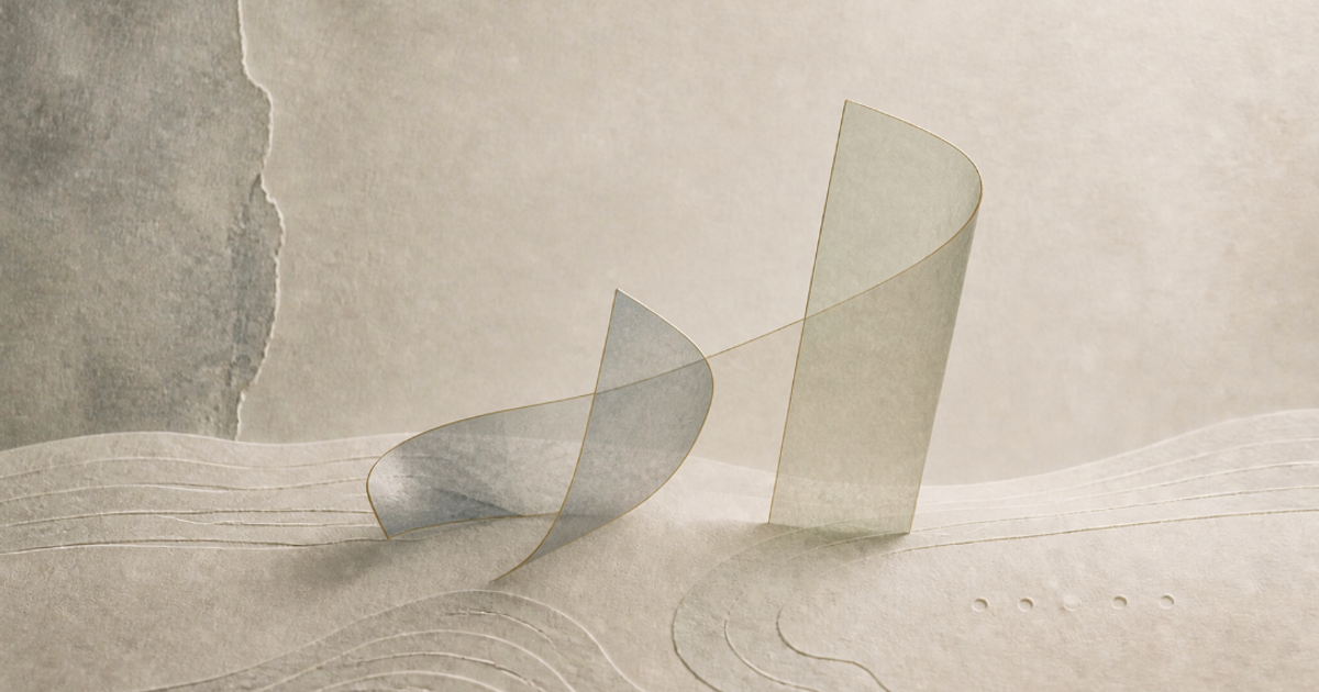 Abstract translucent vellum forms rising from embossed parchment for an ACA Marketplace data matching issue guide